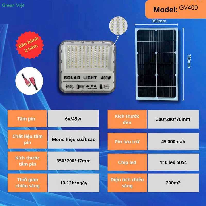 Đèn Pha Led Năng Lượng Mặt Trời 400W