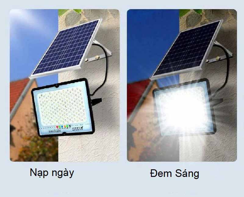 Đèn Pha Năng Lượng Mặt Trời 1 Tấm Pin 2 Bóng den-pha-nang-luong-mat-troi-1-tam-pin-2-bong-v2b-100w
