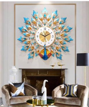 Đồng hồ treo tường nghệ thuật chim công xanh DHCG-18