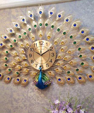 Đồng hồ trang trí chim công đại lộc K952