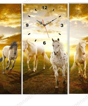 Tranh đồng hồ nghệ thuật tráng gương 3D cao cấp phòng khách GV03- Mã Đáo Thành công