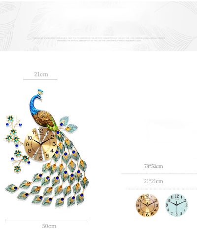 dong-ho-treo-tuong-nghe-thuat-tt15019-chim-cong-xanh