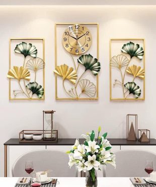 Đồng hồ tranh nghệ thuật - Đồng hồ lá cỏ may nghệ thuật KG2826