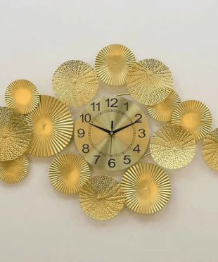 Đồng Hồ Nghệ Thuật Treo Tường Lá Sen Vàng GV96