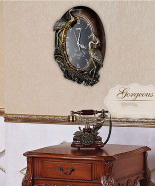 Đồng hồ decor treo tường chim hạc quý phái chung cư DZ311