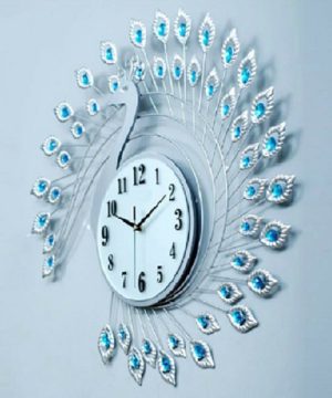 dong-ho-trang-tri-nghe-thuat-chim-cong-xanh-xoe-tt22096