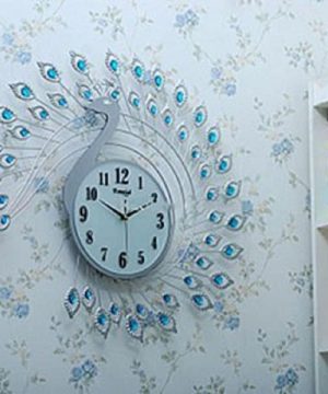 dong-ho-trang-tri-nghe-thuat-chim-cong-xanh-xoe-tt22096