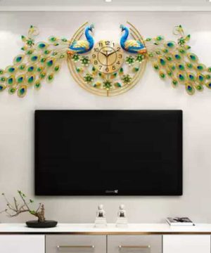 dong-ho-treo-tuong-trang-tri-phong-khach-tt22092-chim-cong-hanh-phuc-kich-thuoc-lon
