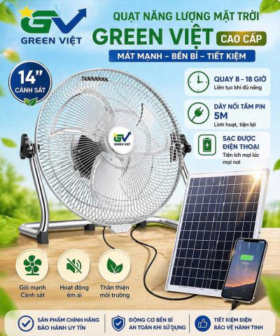 Quạt bàn năng lượng mặt trời mã Q01 mầu Inox - Quạt tích điện