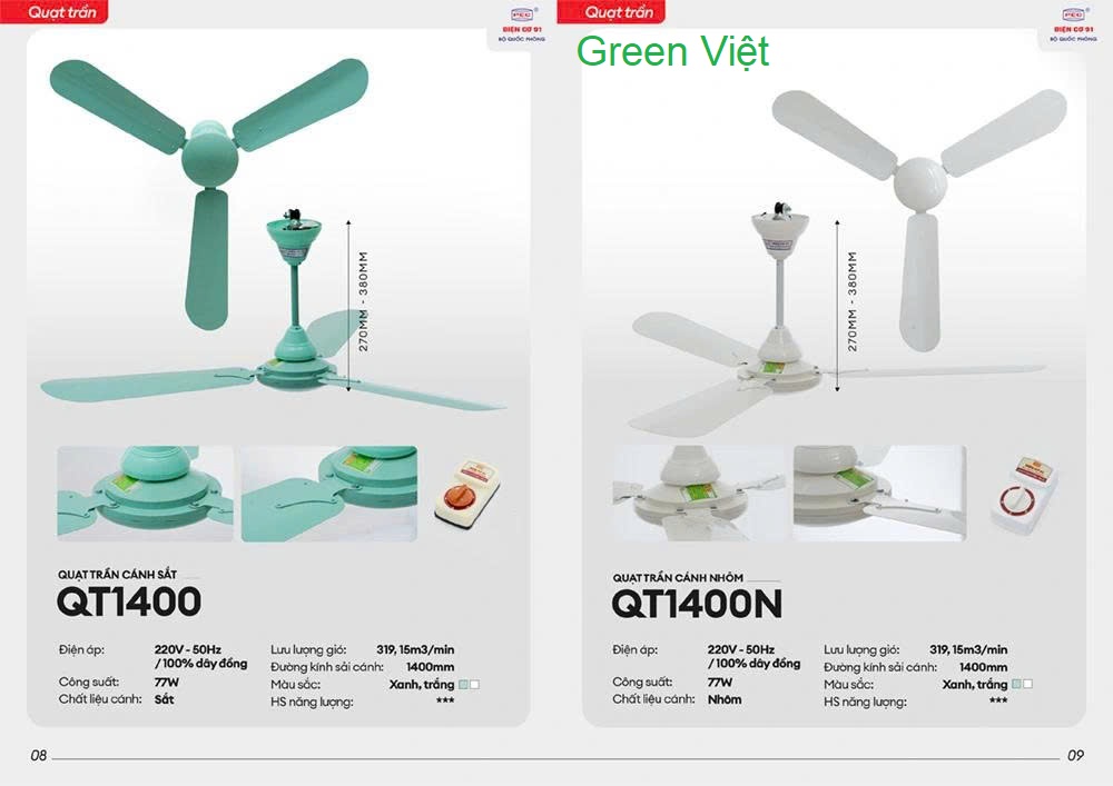Quạt trần Điện cơ quat-tran-dien-co-91-qt-1400