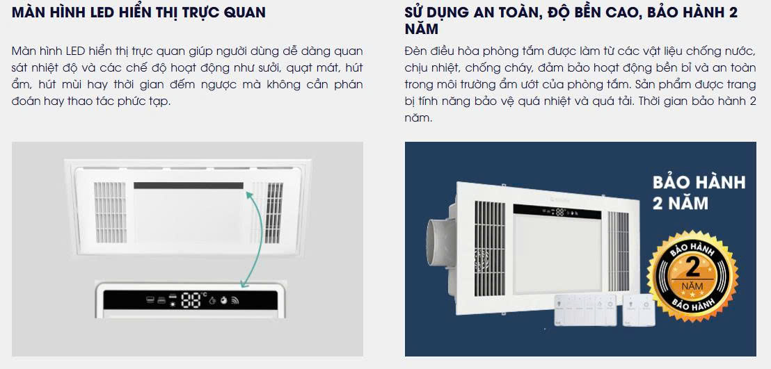 Đèn điều hòa phòng tắm âm trần
