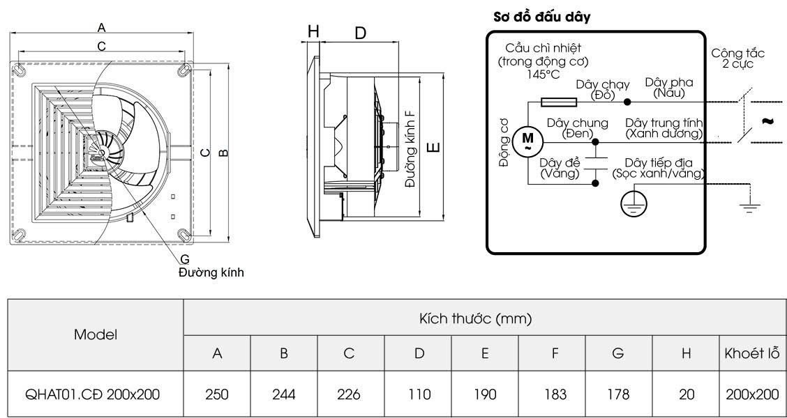 Quạt hút âm trần cổ đứng QHAT01