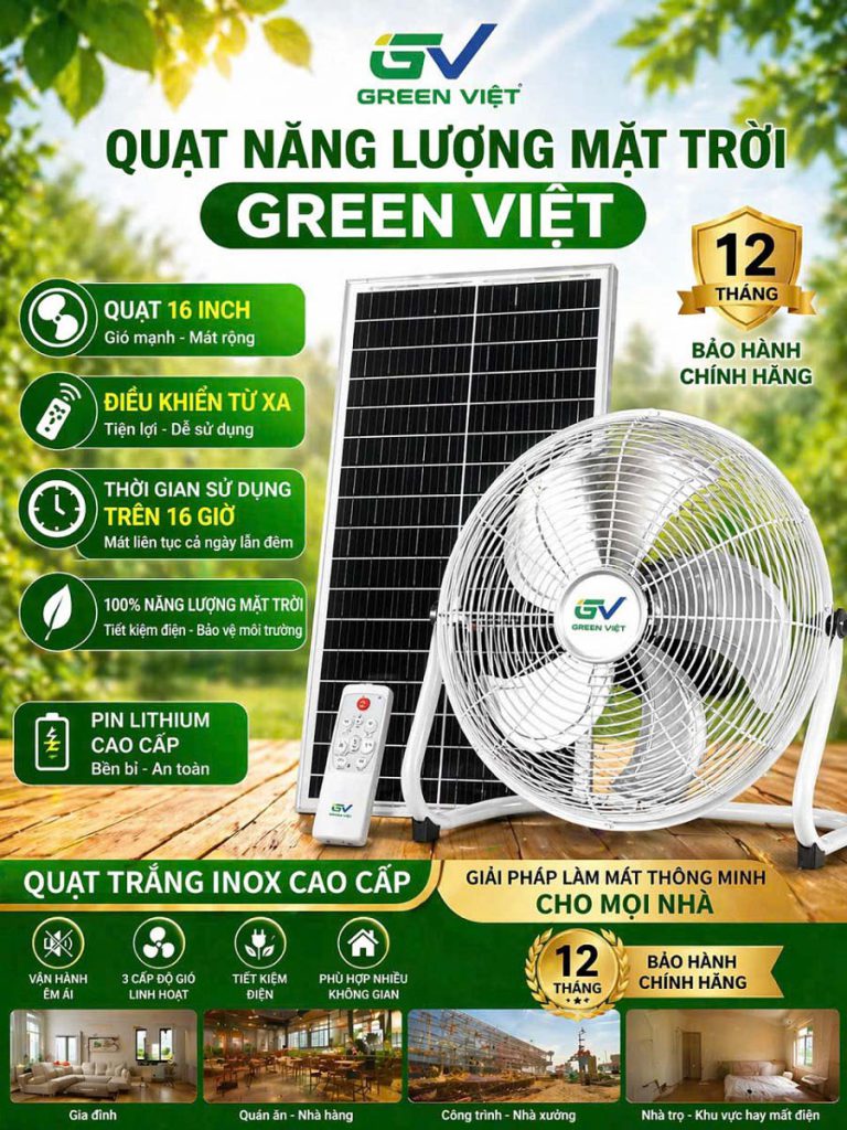 Top Quạt Năng Lượng Mặt Trời Tốt Nhất 2026 7 Quạt Ngồi Năng Lượng Mặt Trời QK-16inch